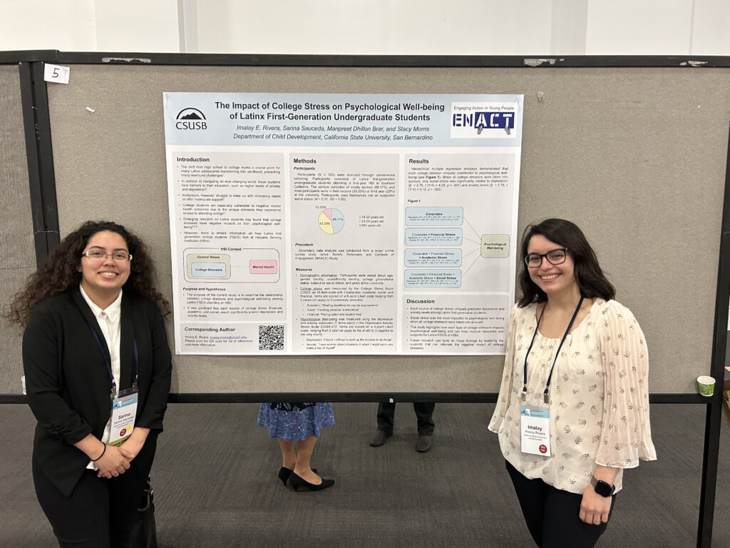 Photo of Imalay & Sarina at SRA 2023, in front of their poster.